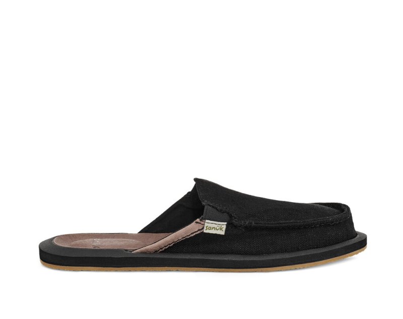 Sanuk Womens You Got My Back Hemp Slipper Black Shoes | SMRLXA651